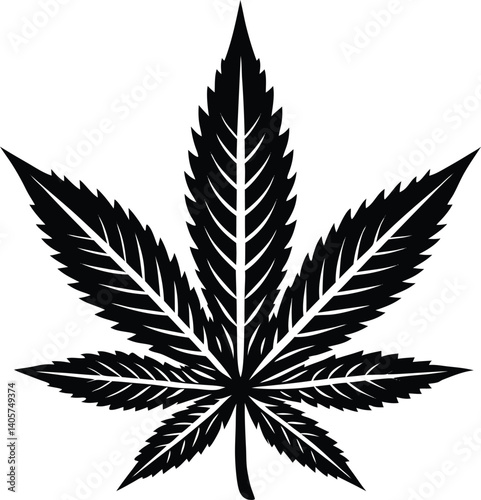 Marijuana Silhouette Vector | Cannabis Leaf, Herbal, and Medical Weed Art