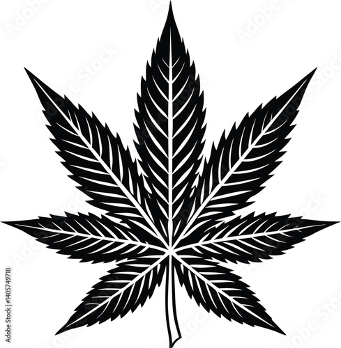 Marijuana Silhouette Vector | Cannabis Leaf, Herbal, and Medical Weed Art