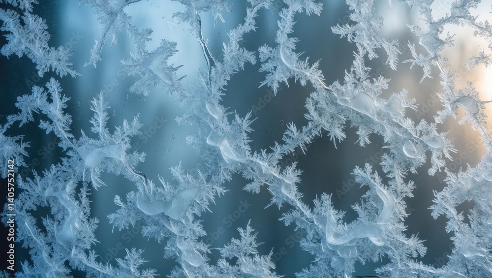 Obraz premium Ice formations on a window pane