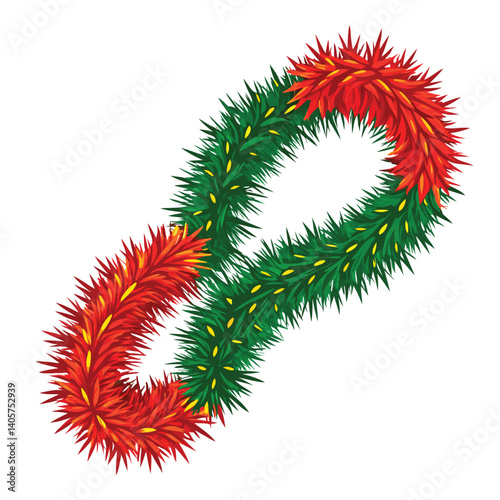 Christmas tinsel clipart on white background 