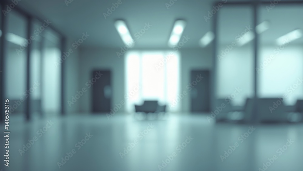 Obraz premium Blurred background showcasing a door in a gray-toned hotel lobby