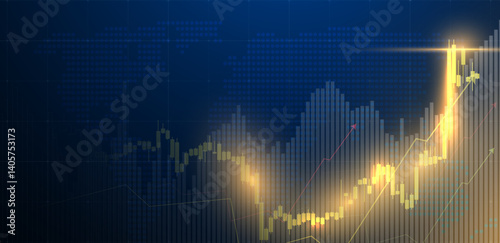 Trading chart or candlestick background. stock and finance business. Vector illustration