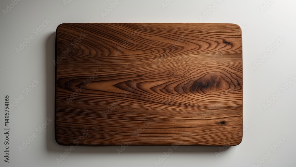 Close-up of a brown oak wood kitchen cutting board featuring dark burnt stains against a background, viewed from an elevated tabletop perspective