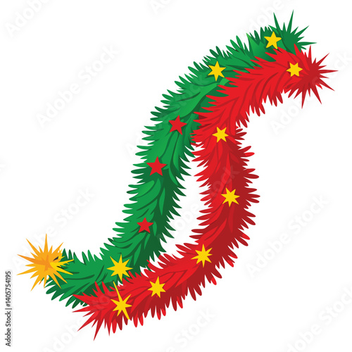 Christmas tinsel clipart on white background 
