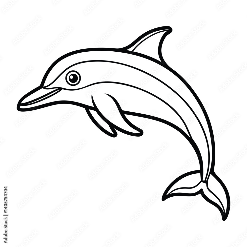 Fototapeta premium Dolphin Line Art Vector Minimal Ocean Animal Illustration and Aquatic Sea Creature Vector Art