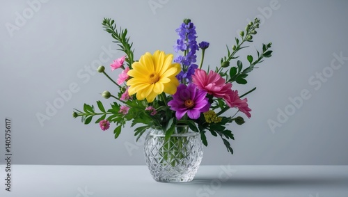 Wallpaper Mural Small vase filled with bright and colorful summer-autumn flower bouquet Torontodigital.ca