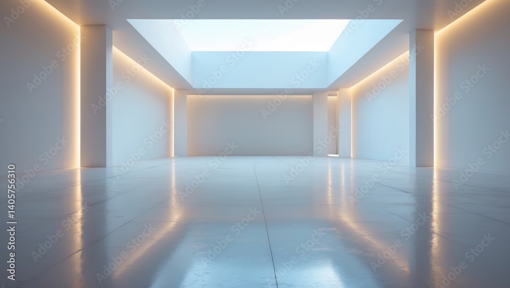 Obraz premium Luminous tidy interior. Unoccupied open space interior.