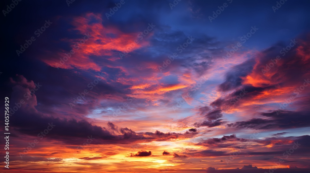 Dramatic Colorful Sky at Sunset with Striking Clouds and Vibrant Hues Capturing Nature's Beauty Dramatic Colorful Sky at Sunset with Striking Clouds and Vibrant Hues Capturing Nature's Beauty