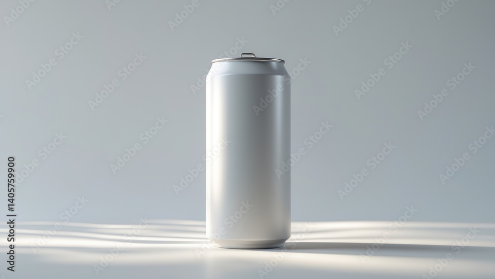 White background featuring empty aluminum can with beverage and clipping path
