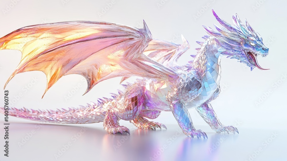 Fototapeta premium Crystal Dragon in Stunning Hyper-Realistic Detail