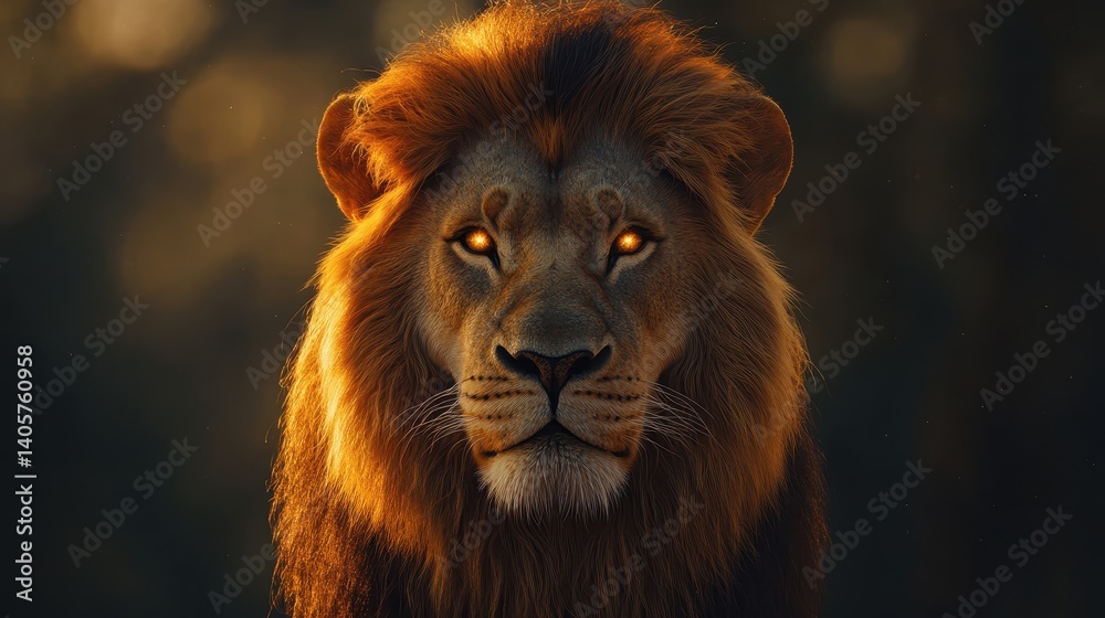 Fototapeta premium Majestic Lion with Cosmic Galaxy Mane