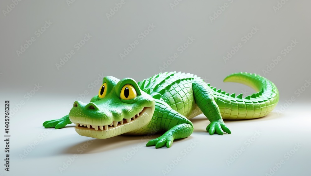 Fototapeta premium amusing crocodile statue positioned on its back