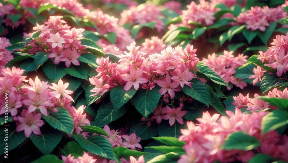 Close-up view of blooming pink azalea flowers in a natural setting Close-up view of blooming pink azalea flowers in a natural setting