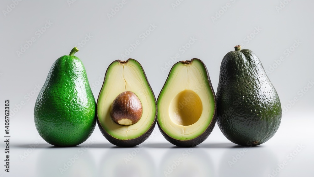 Group of avocados separated on backdrop Group of avocados separated on backdrop