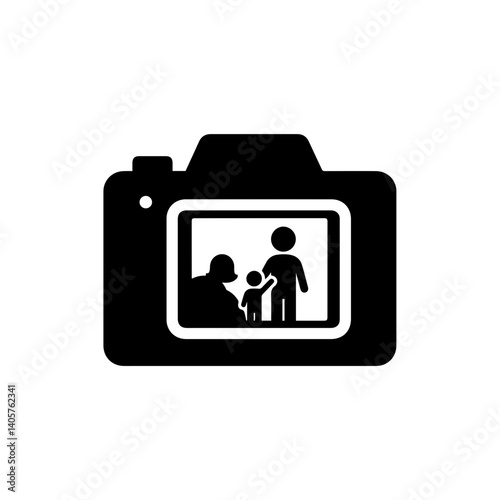 Camera with family picture showing memories made with dad