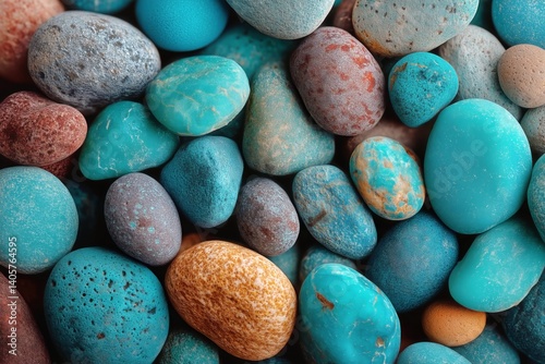 Obraz na płótnie Turquoise Stones and Minerals Displayed in a Natural Setting Showcase Stunning Colors and Textures w salonie