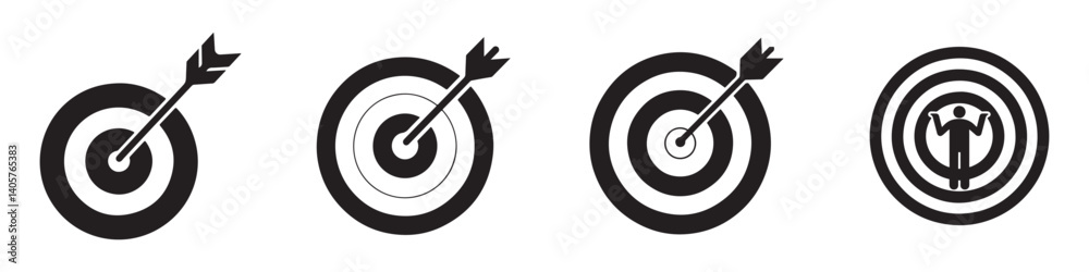 Black target icons set. Target icons. Simple target with arrow. Vector illustration eps 10 Black target icons set. Target icons. Simple target with arrow. Vector illustration eps 10