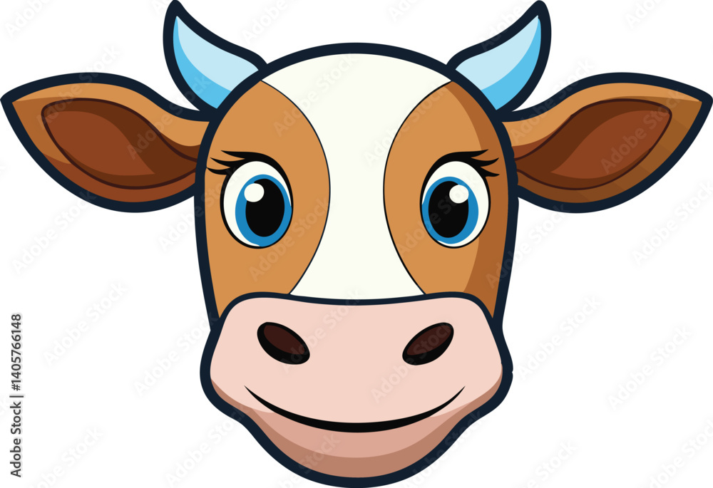 Fototapeta premium A cartoon Cow head vector