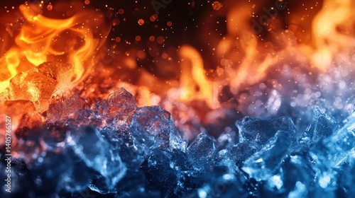 Fiery Ice: A Dramatic Contrast of Fire and Ice