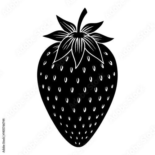 Cute strawberry fruit shape silhouette for wall posters, nursery decor, fresh produce designs, and lifestyle branding.