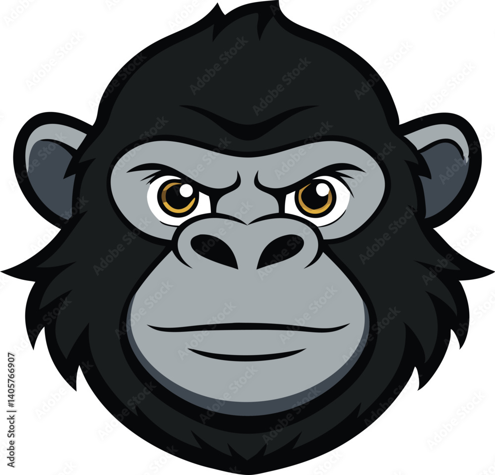 Obraz premium A cartoon gorilla head vector silhouette black 