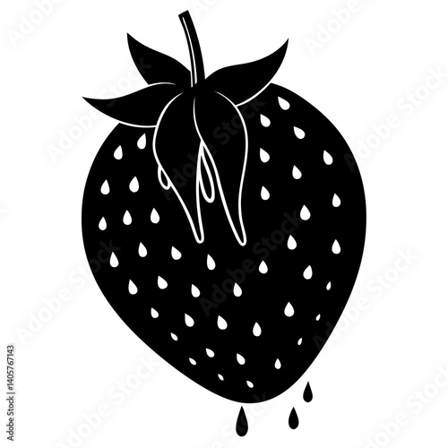 Strawberry silhouette design perfect for food labels, blog graphics, and printable party decor.