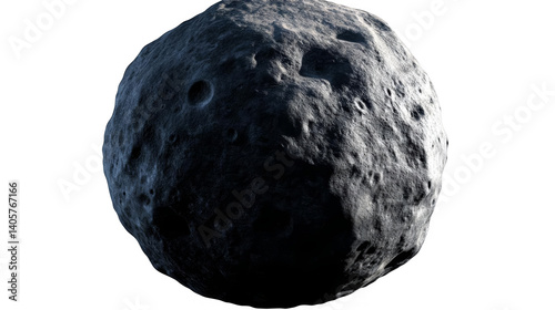 Realistic 3D Illustration of a Gray Asteroid with a Transparent Background