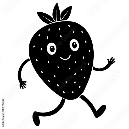 Black strawberry silhouette illustration perfect for farm signage, kitchen wall art, harvest event posters, and print-ready digital craft files.