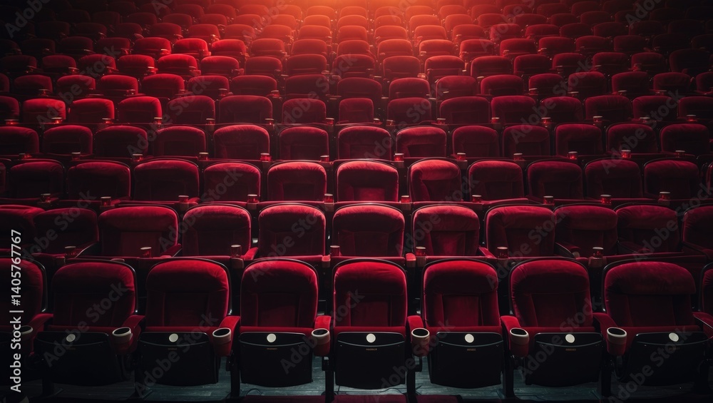 Obraz premium Empty theater with crimson chairs