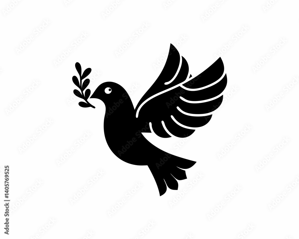 Fototapeta premium creative Silhouette dove Icon Vector Illustration 