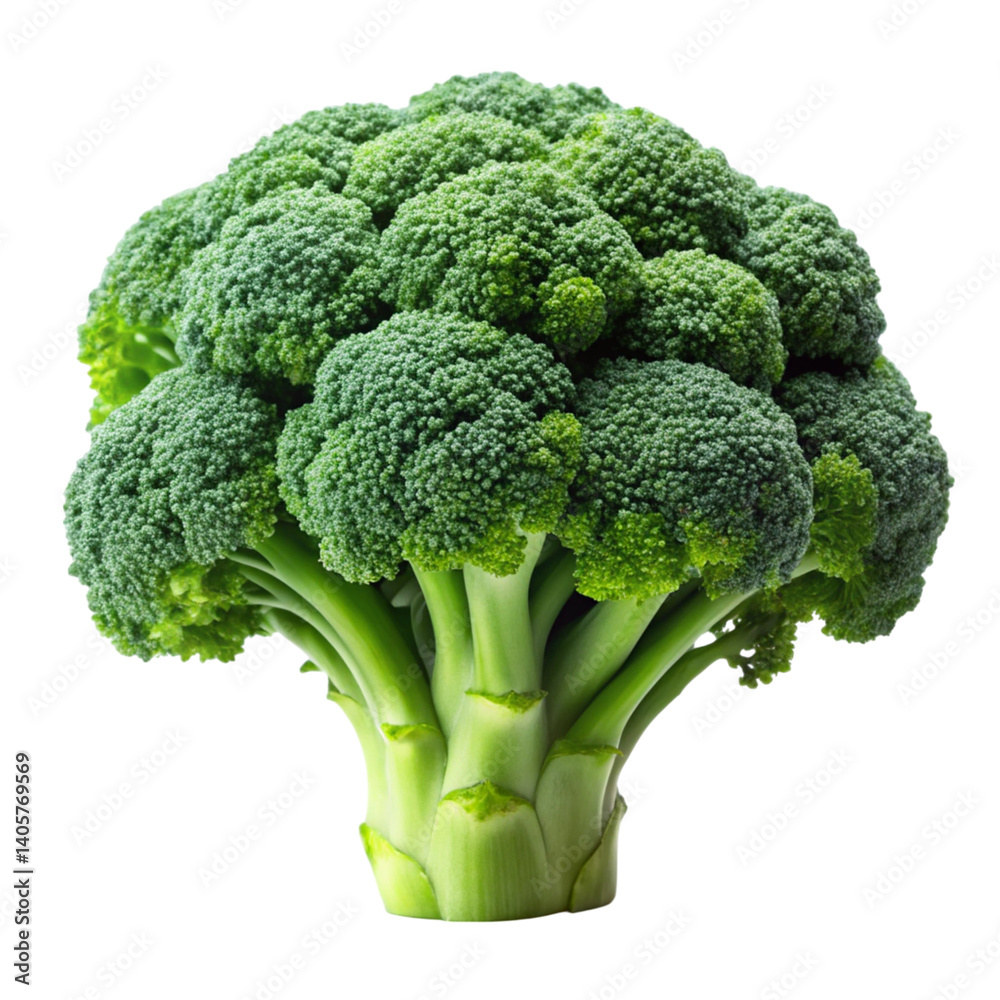 Fresh green broccoli head on Transparent Background, perfect for healthy eating and organic food concepts Fresh green broccoli head on Transparent Background, perfect for healthy eating and organic food concepts