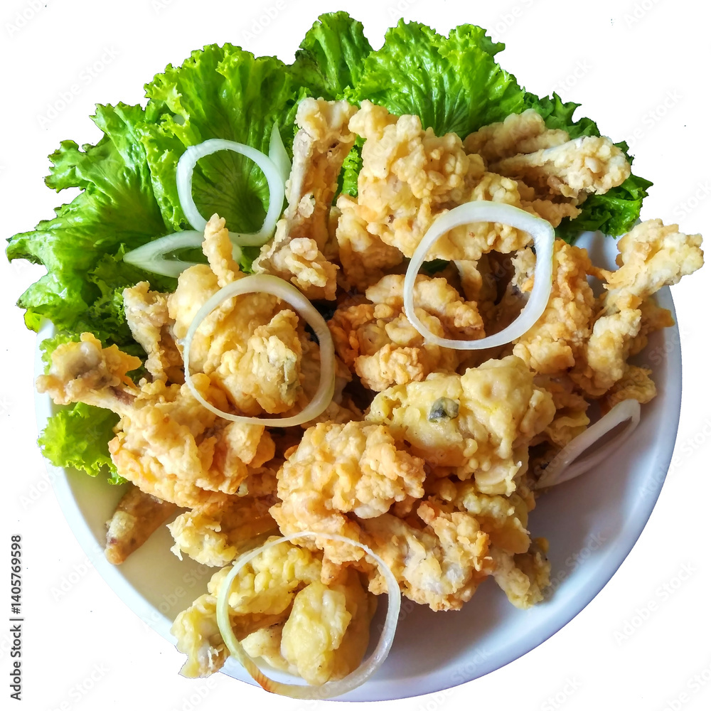 Delicious Crispy Fried Chicken with Onions and Lettuce Delicious Crispy Fried Chicken with Onions and Lettuce