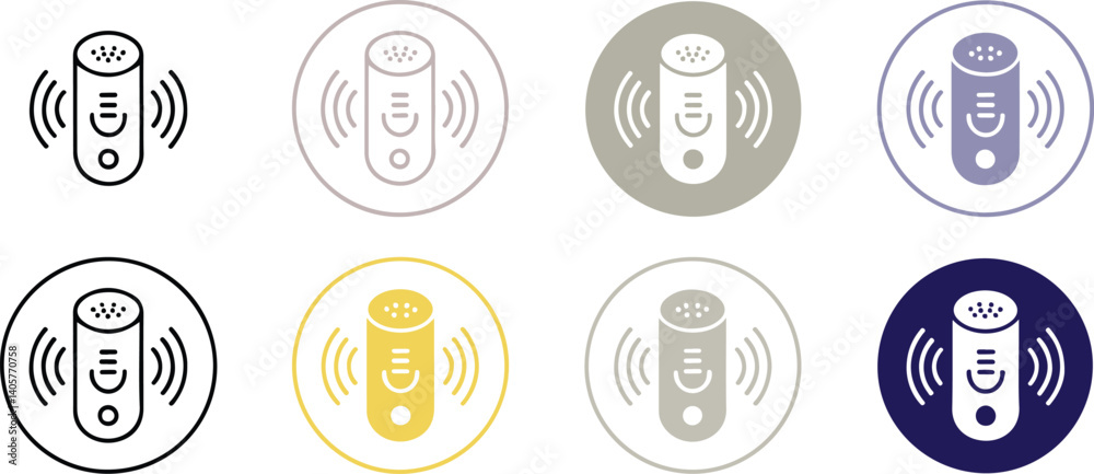 Voice Assistant Microphone Icons with Sound Waves – Smart Speaker Symbols in Modern Color Voice Assistant Microphone Icons with Sound Waves – Smart Speaker Symbols in Modern Color