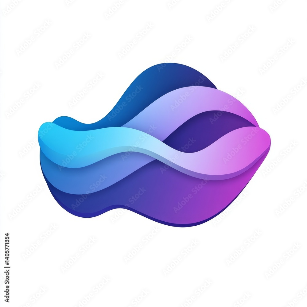Abstract wavy graphic design.  Layered, colorful, fluid shapes