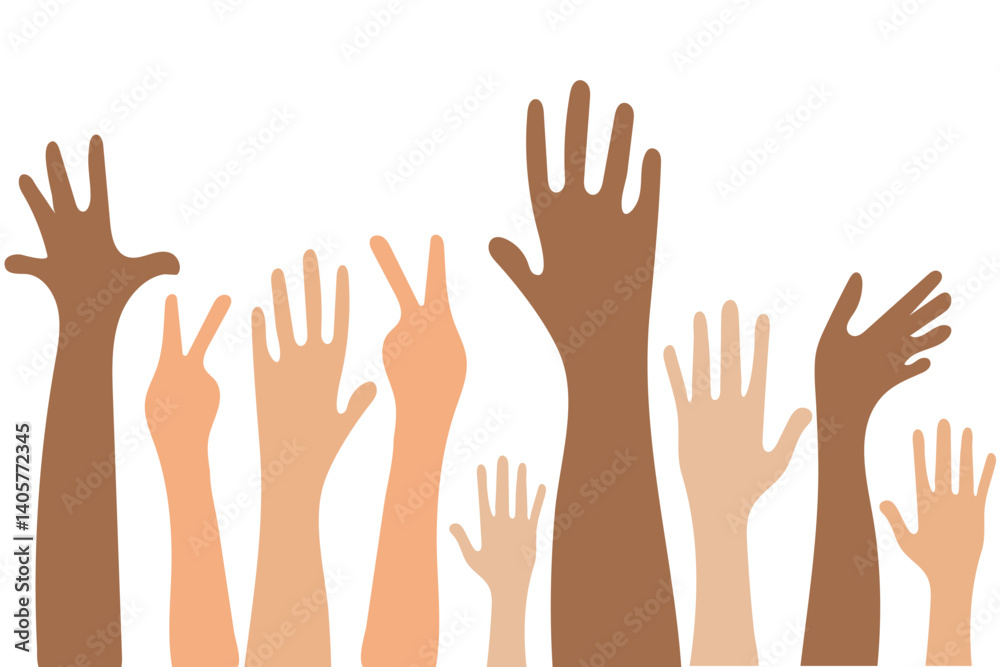 Volunteers and charity work. Raised helping hands. Vector thin line icon illustrations with a crowd of people ready and available to help and contribute. Positive foundation, business, service. Volunteers and charity work. Raised helping hands. Vector thin line icon illustrations with a crowd of people ready and available to help and contribute. Positive foundation, business, service.