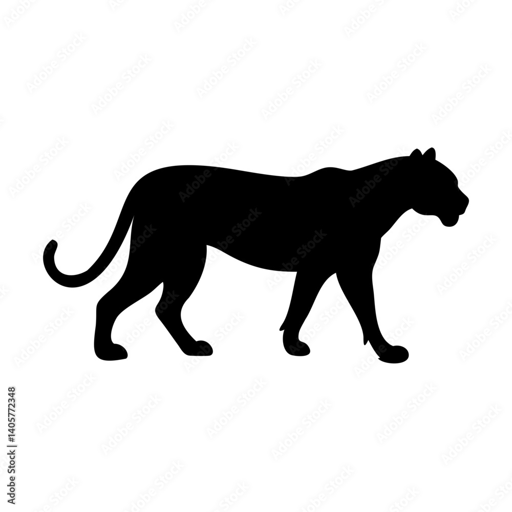 Obraz premium Black Leopard Vector Silhouette Illustration Isolated on Transparent Background for Graphic Design