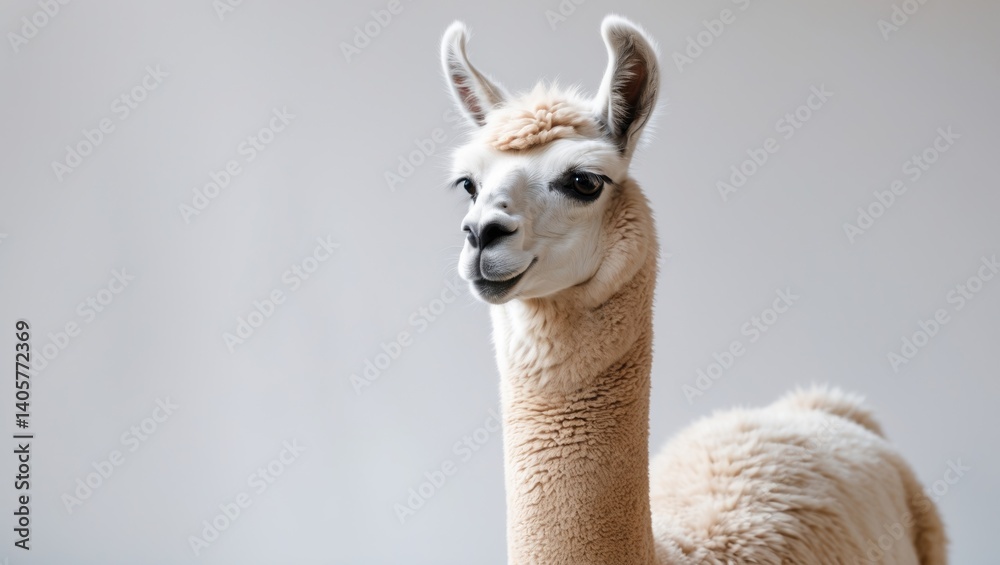 Obraz premium Llama Portrait Set Against a White Background