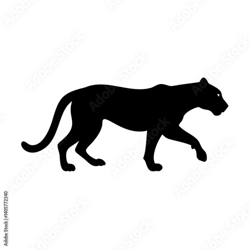 Minimalist Leopard Silhouette Vector Illustration in Black on Transparent Background