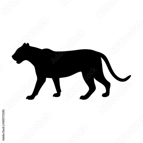 Minimalist Leopard Silhouette Vector Illustration in Black on Transparent Background