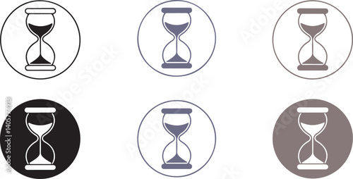  Six Hourglass Icons in Different Colors and Styles