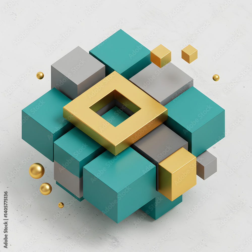 Abstract background hexagon pattern with glowing lights - Generative Ai Abstract background hexagon pattern with glowing lights - Generative Ai
