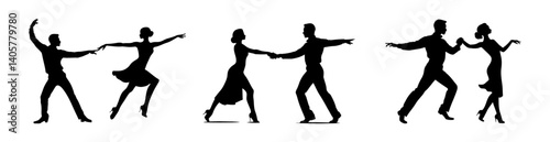 Silhouette Set of Dancers in Various Poses for Ballet, Jazz, Hip-Hop, and Contemporary Dance showcasing movement, rhythm, artistic expression, and diverse dance styles