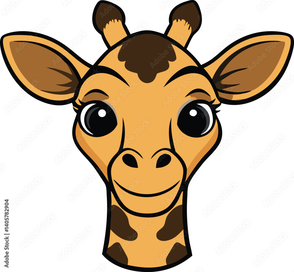 Obraz premium A cartoon style giraffe head vector silhouette black 