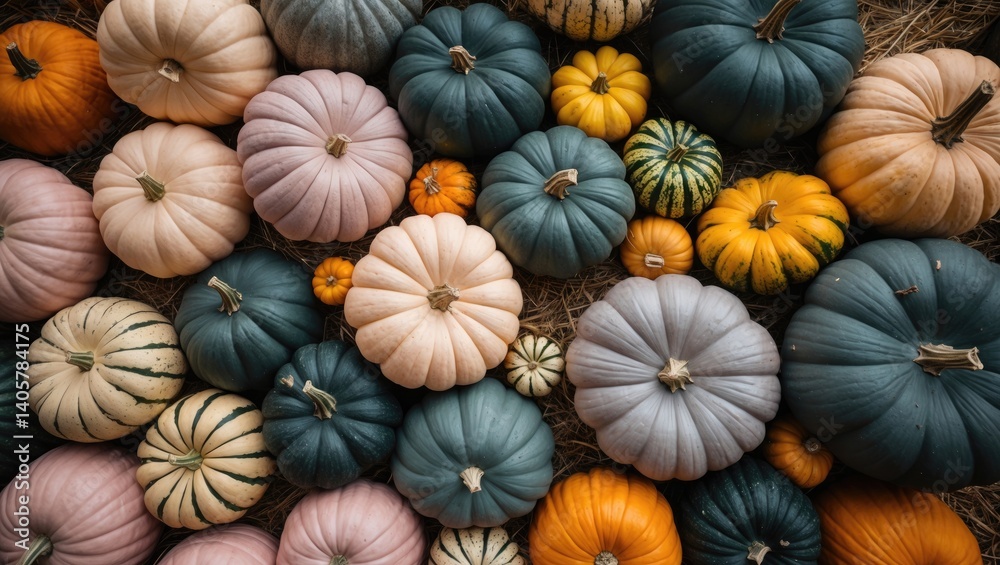 Harvesting pumpkins on the farm during autumn