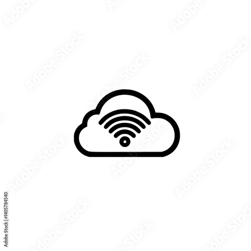 Cloud with Connection Symbol Icon for Data and Communication