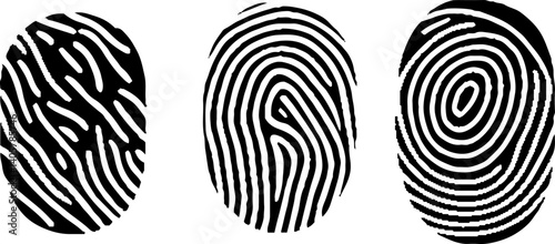 Digital fingerprint, finger print fingerprint lock secure security logo vector icon illustration. Fingerprint vector icon set. Personal id identity. Press finger, scan for safety. 