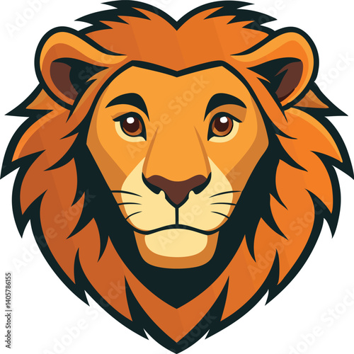 A cartoon style lion head vector silhouette black	