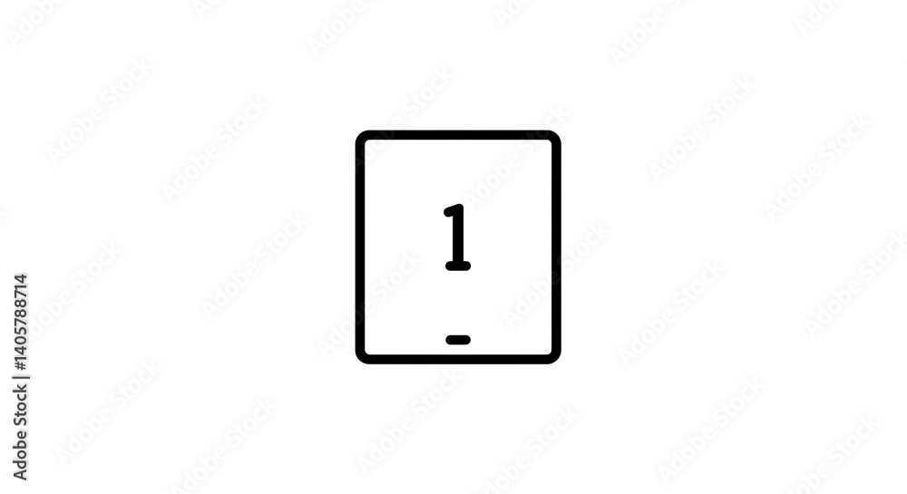 Simple digital tablet icon with number '1' on screen. Clear, minimalist design on white background. Easy to understand technology concept. Simple digital tablet icon with number '1' on screen. Clear, minimalist design on white background. Easy to understand technology concept.