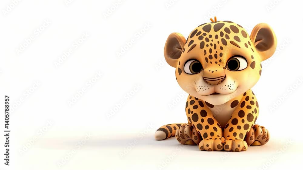 3D cartoon leopard on a white background
