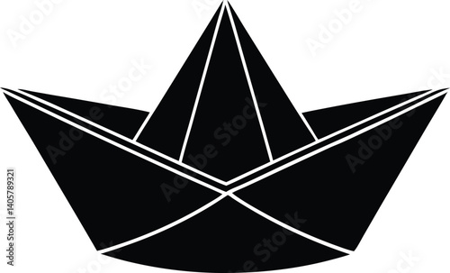 Paper Boat Silhouette Vector | Origami, Water, & Childhood Fun Icon